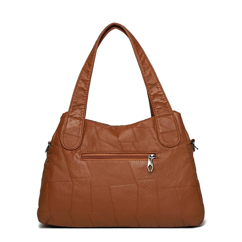 Women's Brown Textured Leather Hobo Bag Braided Detail Multi-Pocket Crossbody Shoulder Bag Fashion Casual Daily Handbag