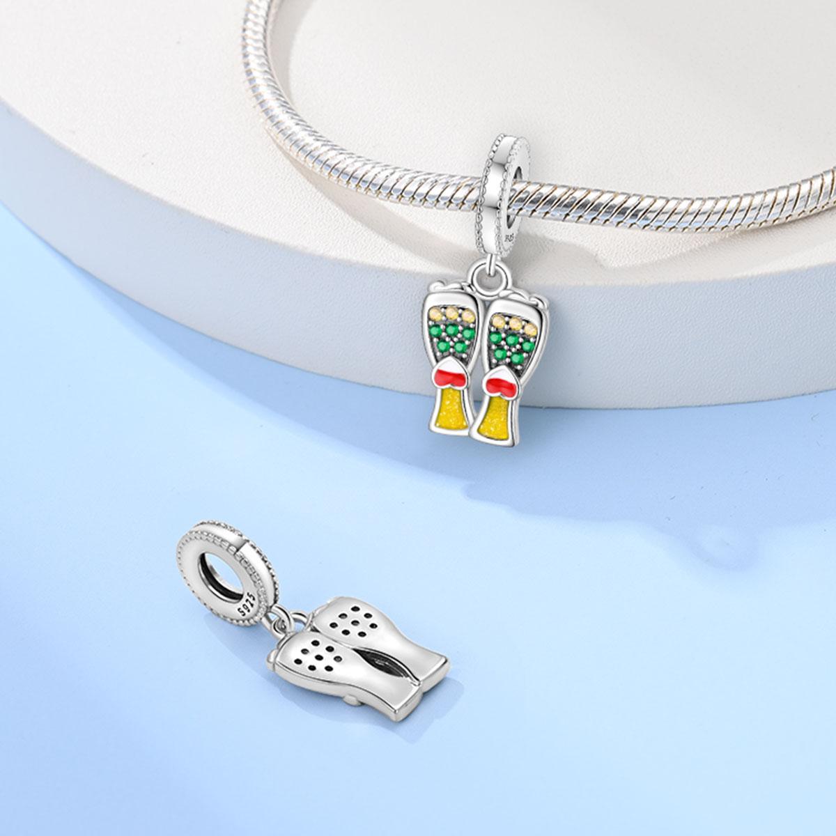 

Plated 925 Silver Food Street Beer Charms Fit 925 Charms Bracelet Beads Jewelry Gifts for Women