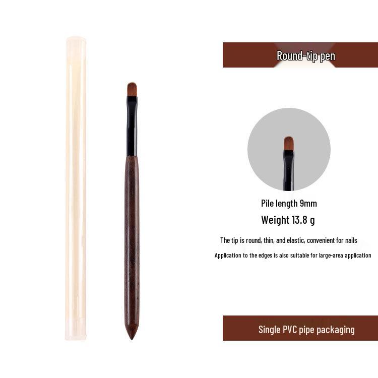 Japanese Sandalwood Nail Art Round Liner & Builder Gel Brush Set