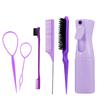 6pcs/Set Comb Brush Set Hairdressing Spray Bottle Hair Braiding Loop Pointed Rat Tail Comb Edge Fixed Mouse Control Brush