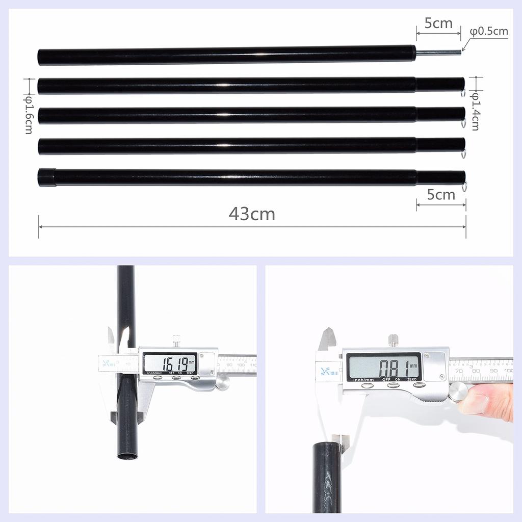 MARUFANG Zeltstangen-Set mit verstellbaren Stangen für einfachen Campingaufbau, Aufbewahrungstasche inklusive 2, Zelt, Plane, Flügel, Montage, Werkzeug, (Grau)