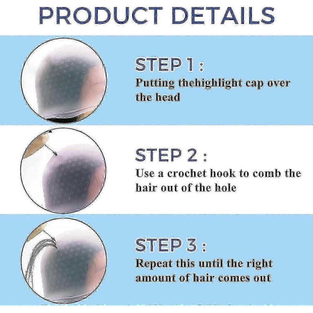 5 Pcs Silicone Highlighting Cap Kit Punched Hole Highlight Cap with Hook Needles Salon Hair Dye Comb Hair Dye Brushes Tipping Cap