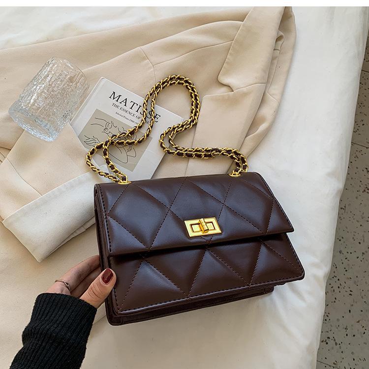 

Модна жіноча сумка через плече осінь/зима 2025 року – ретро текстура, модна сумка через плече на ланцюжку коричневий