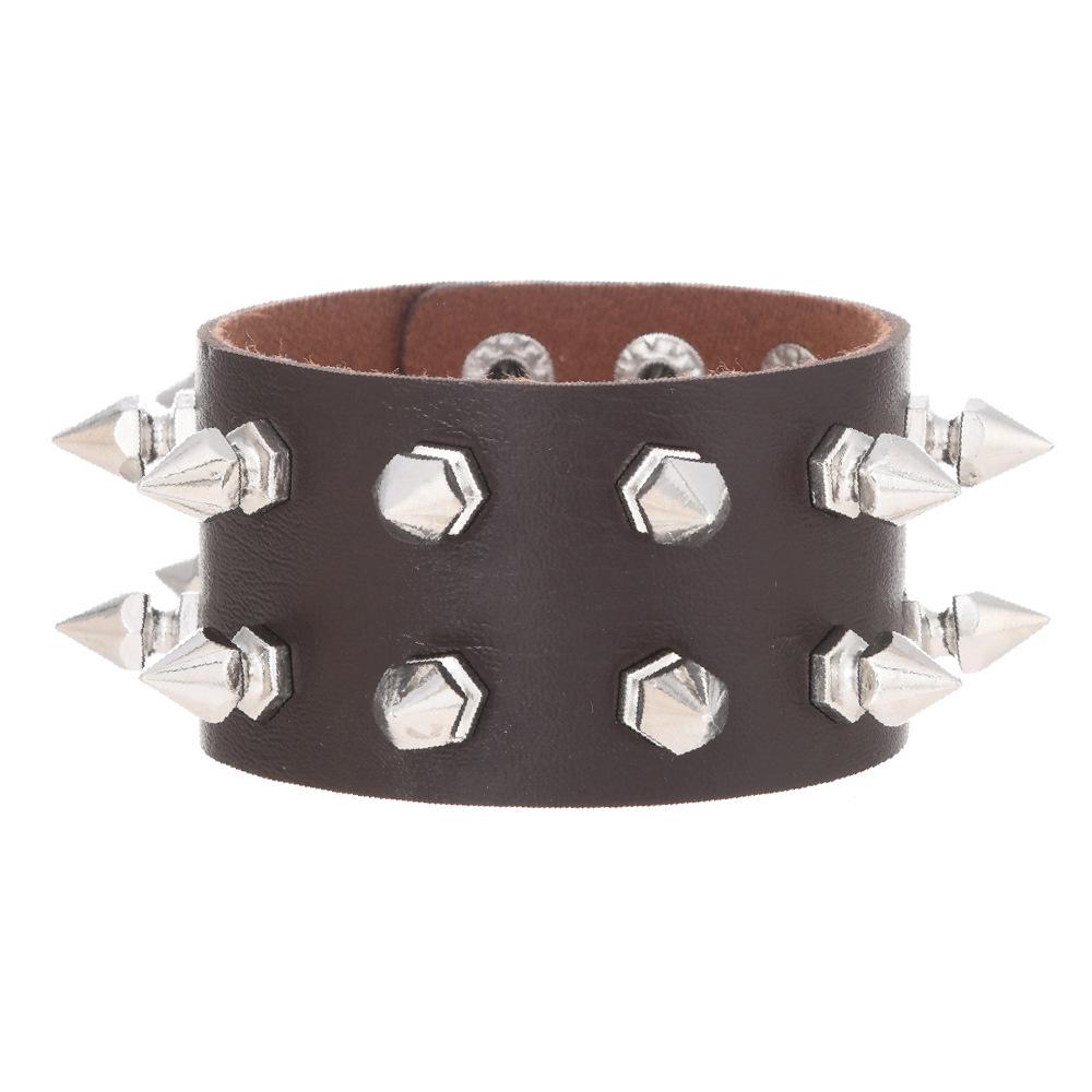 Riveted Punk Rock Leather Bracelet - Gothic Nightclub Wristband Accessory
