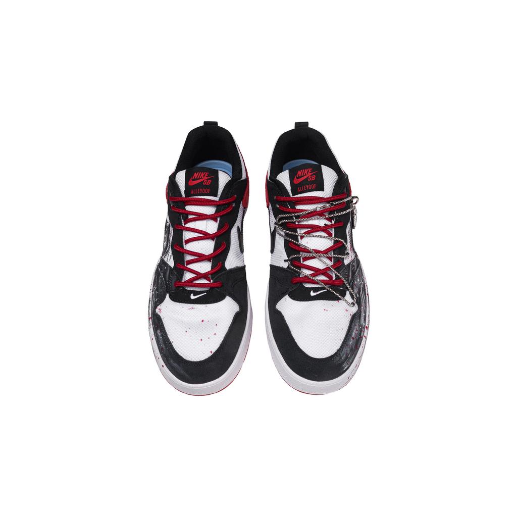 Nike SB Alleyoop Scarlet Consume Abrasion Resistant, Balanced, Breathable Low Top Skateboard Shoes Men's Black Red CJ0882-102(Team1730-)
