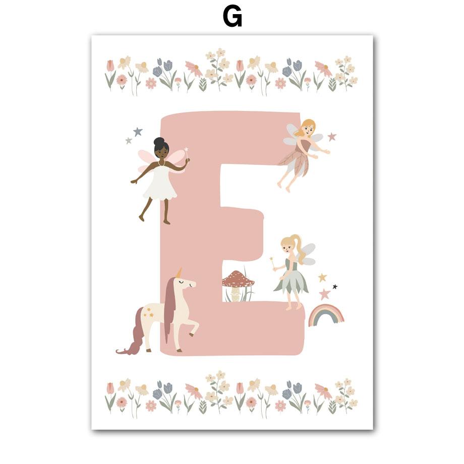 Cute Girl Unicorn Castle Sun Rainbow Flowers Wall Art Canvas Painting Nursery Posters And Prints Pictures Baby Kids Room Decor