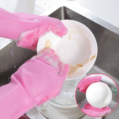 1 Pair Dishwashing Gloves Reusable Anti-slip Pattern Comfortable Cleaning Protective Gloves Household Kitchen Tools