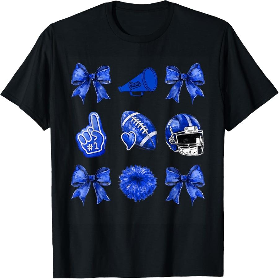 Cute Coquette Bow Game Day American Football Player Coaches T-Shirt S