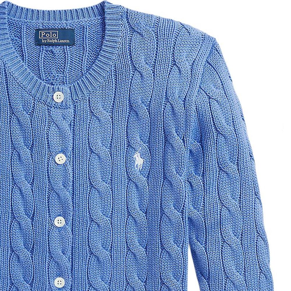 Polo Ralph Lauren Solid Color Crew Neck Slim Fit Knitted Cardigan Women knitwear Blue WMPOSWENDW20486-400