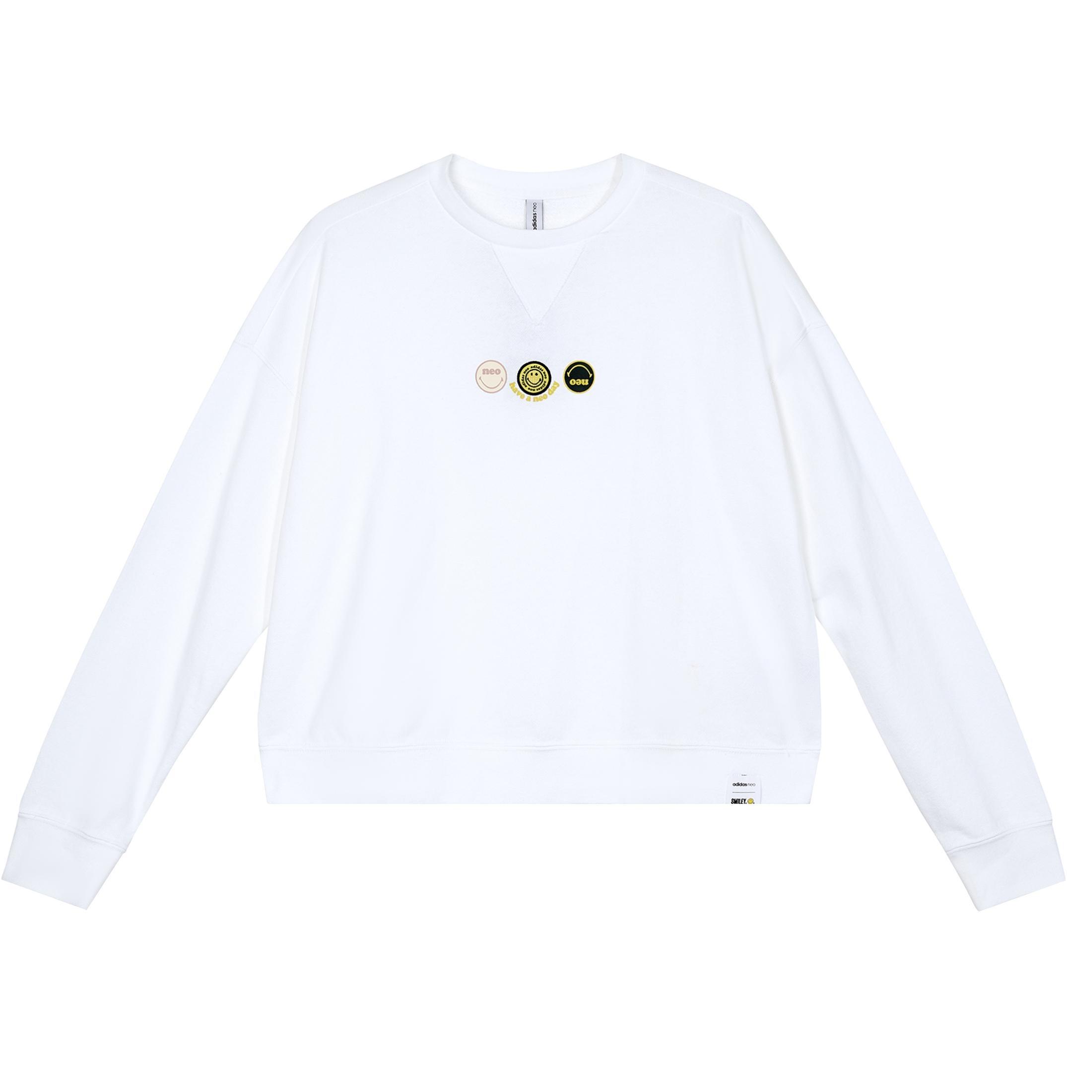 (WMNS) adidas NEO x SMILEY sweatshirt  White  Women s H45537 XL