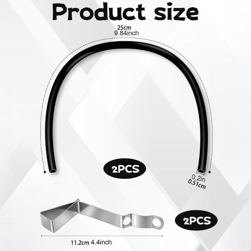 Overflow Refill Tube for Toilet Tank, 15.1 in EPDM Replacement Hoses with 2 Steel Clip for Worn Tube Routing Repair Use
