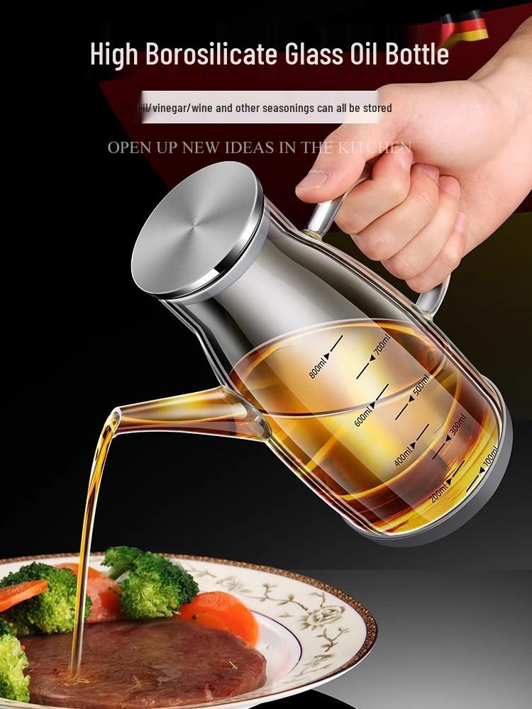 High Borosilicate Non-Drip Glass Oil Pot with Eagle Spout for Oil, Soy Sauce, and Vinegar
