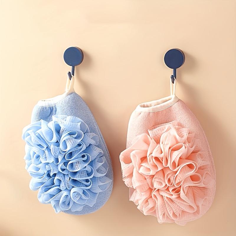 2 in 1 Skin-Friendly Floral Bath Ball Bath Mitt, Double-Sided Spa Scrub, Remove Dead Skin, Fragrance-Free, Bathroom Accessories