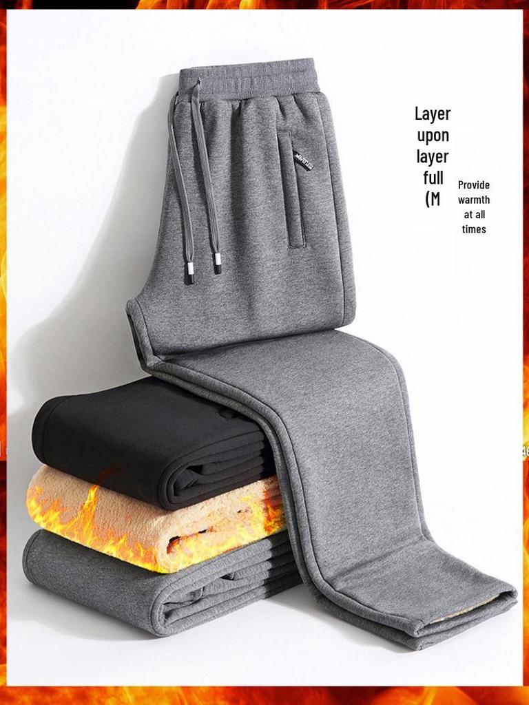 Herren Winter Fleecegefütterte Jogginghosen - Lässig, Verdickt, Sportlich, Herbstkleidung für Teenager und Erwachsene