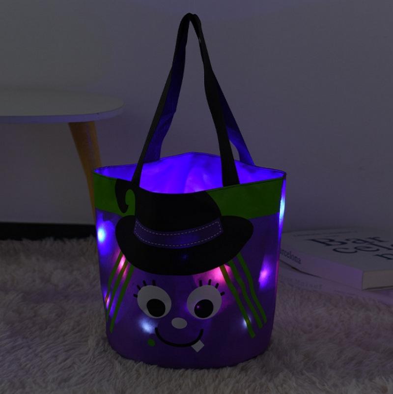 Multi-file luminous Halloween basket decorations, party tabletop ornaments, children's handbags, Halloween candy bags
