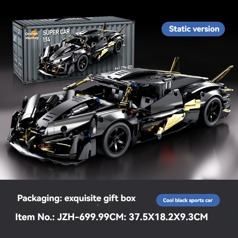 Technical Black Racing Car Building Blocks DIY Supercar Model Creative Puzzle Toy Gift for Birthday Halloween Christmas