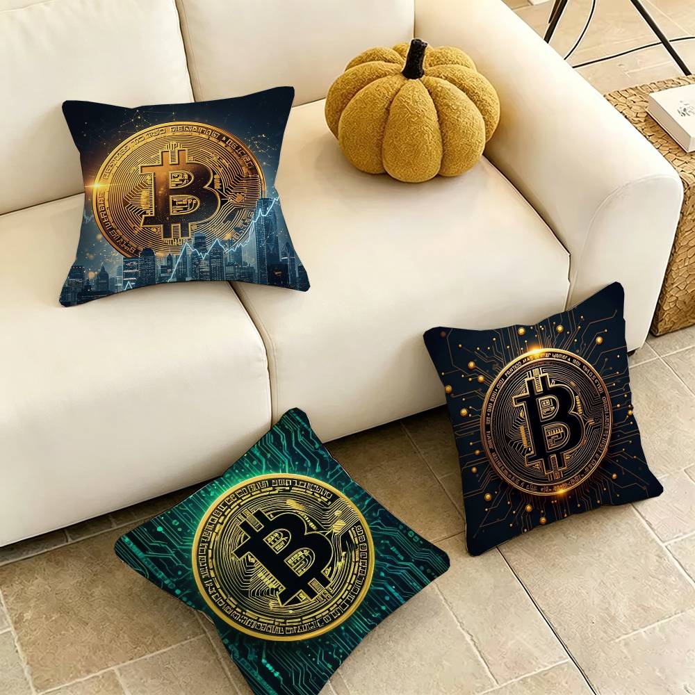 BBitcoin Cryptocurrency Btc Pillow Case Square DoubleSided Sofa Cushion Cover Bedroom Bedside Pillow Gift