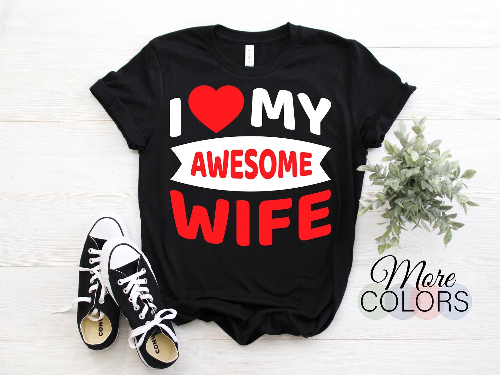 I Love My Awesome Wife Cute Valentines Day T-Shirt, Happy Valentine s Day Heart Gift, February Present Love Dad Mom Husband Matching Outfits 120
