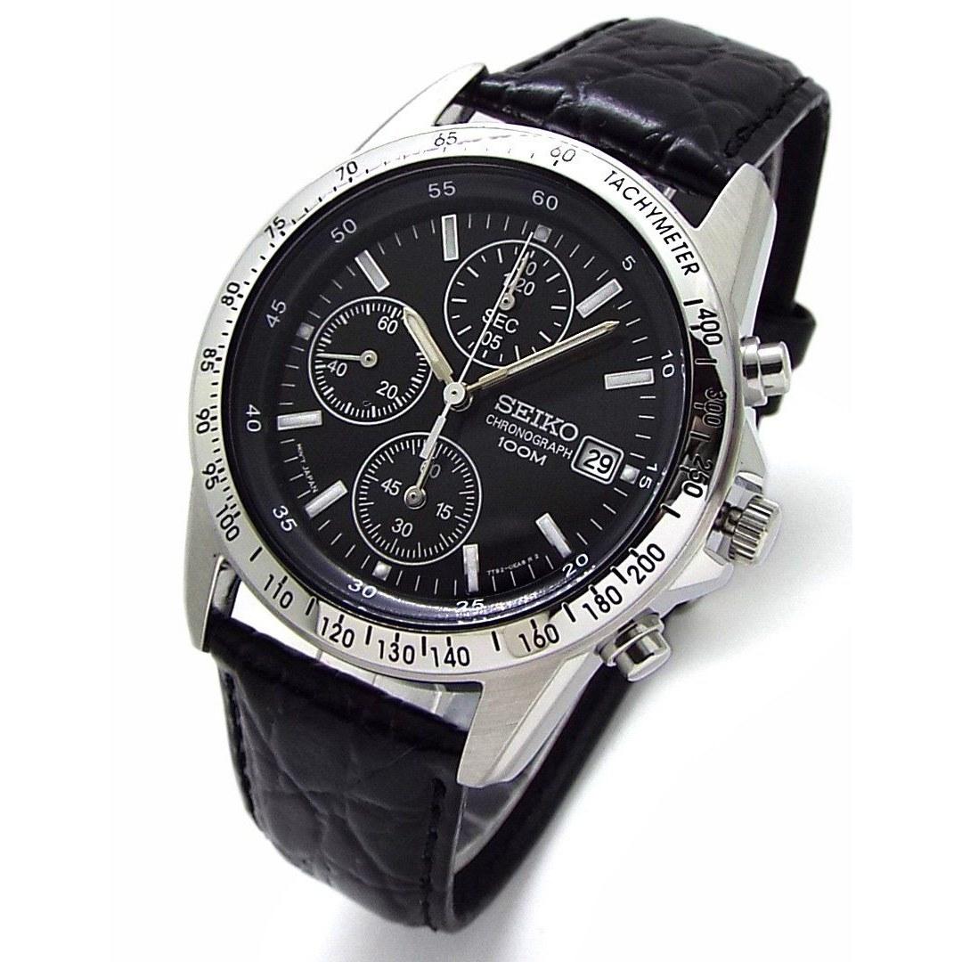 Chronograph wristwatch genuine leather belt set