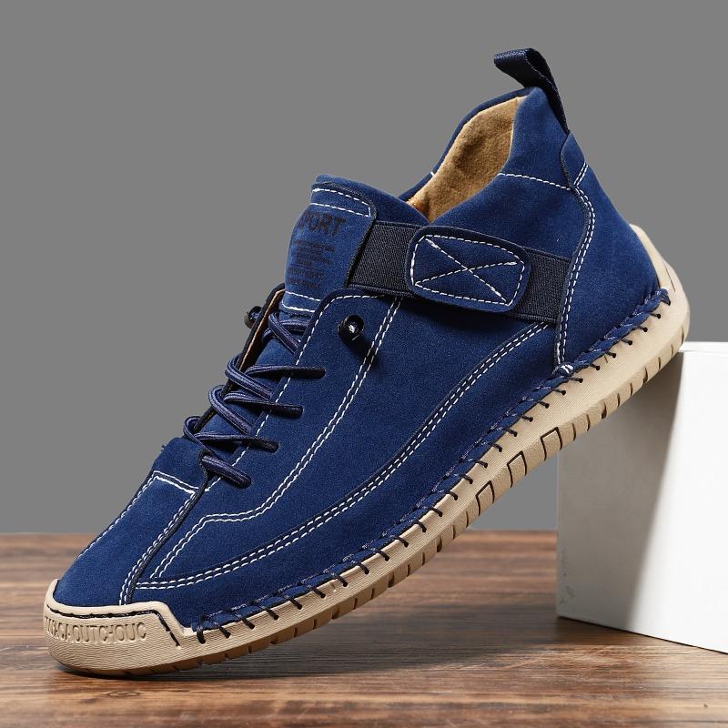 Autumn and Winter Plus Size Men's Mid Top Boots, Outdoor Casual Shoes, Fashionable and Versatile Workwear Stitched Shoes