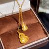 Light Luxury Retro Crushed Ice Twin Gourd Tassel Necklace Pendant Fashion Sparkling Design Collar Chain Banquet Jewelry Gifts