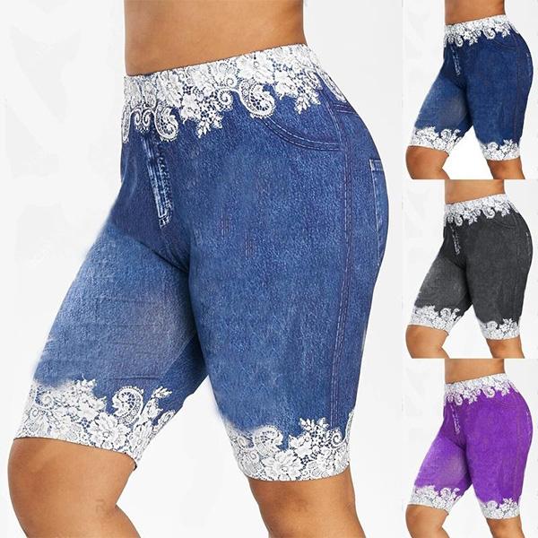 

Женская мода Цветочный принт Jegging Летние шорты Леггинсы Приталенные леггинсы Capris Брюки PLUS SIZE