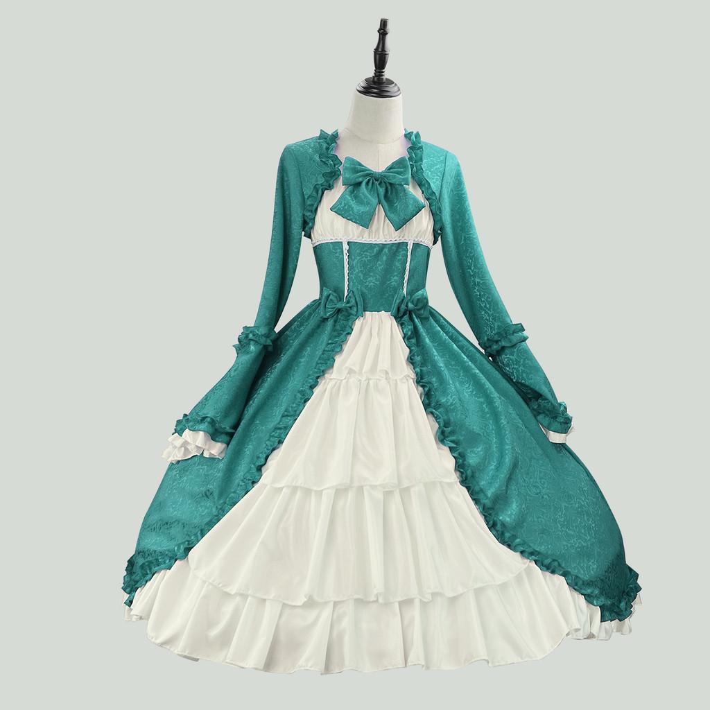 Gothic Medieval Dress For Women Vintage Ethnic Party Gown With Bow Tie For Spring