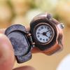 Męski zegarek z pierścionkiem w stylu vintage z czaszką Cool Punk Quartz Clamshell Ring Watch