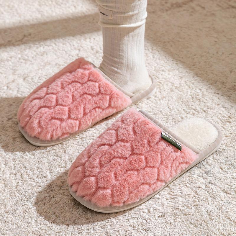 Women's and Men's Plush Non-Slip Cotton Slippers - Indoor Warmth for Spring, Autumn, and Winter