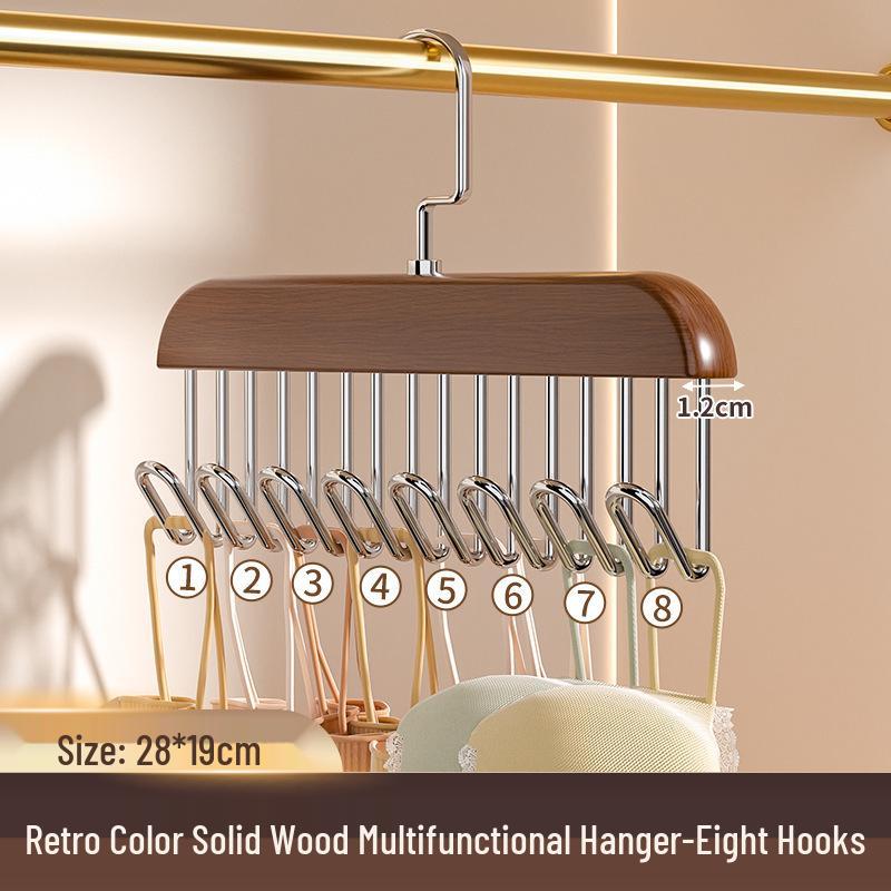 Solid Wood Rotatable Wave Hanger with Eight Hooks for Underwear and Straps Storage 990₽