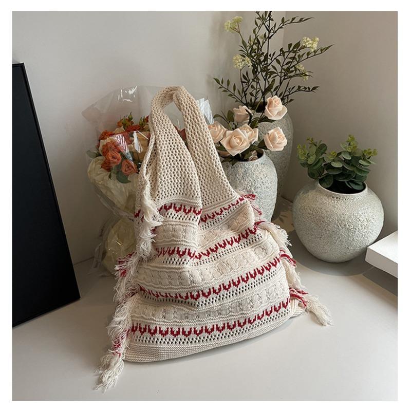 

Новая вязаная сумка плетеная сумка летняя женская текстурная портативная на плечо сумка-тоут простая шерстяная сумка