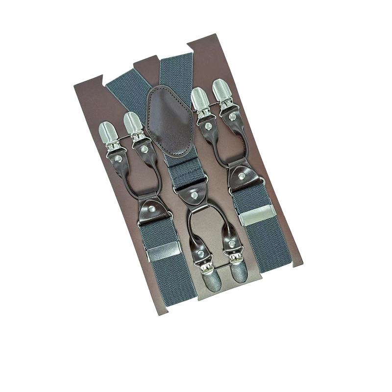 6 Clips Men'S Suspender Belt, Strap Thickened Elastic Belt, High-Quality Hardware Accessories