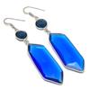 Natural London Blue Topaz Gemstone 925 Sterling Silver Earring 3.27" G5J89
