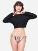 BARREL Women'S Nautical Loose Fit Crop Rash Guard Black (B5Swwcr021Blk)