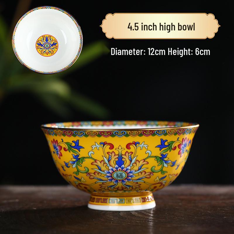 Ceramic Chinese Style Rice and Noodle Bowl Set with Enamel Color