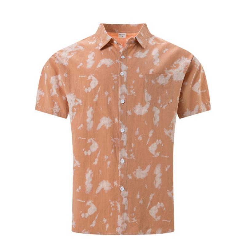 Summer New Tie-dye Lapel Short-sleeved Men's Beach Casual Sports All-match Shirt
