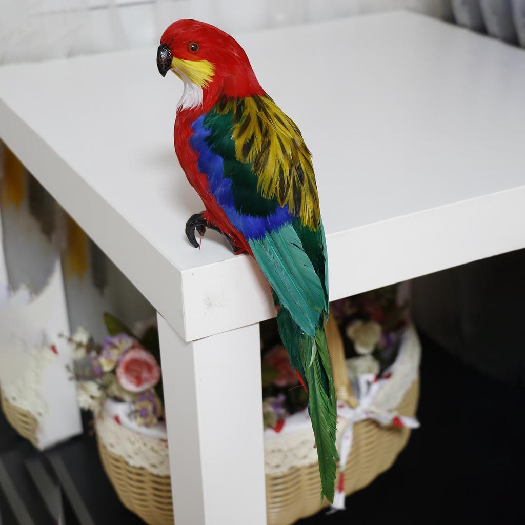 Artificial Parrot Figurines Photo Props Feather Parrot Macaw for Pathway Ornaments