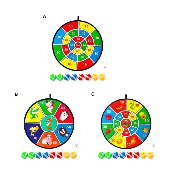 1 Set Gooey Ball Dart Board Sticky Balls Colorful Animal Print Great Stickiness Wall-mounted Kids Decompression Throwing Target Ball Toy with