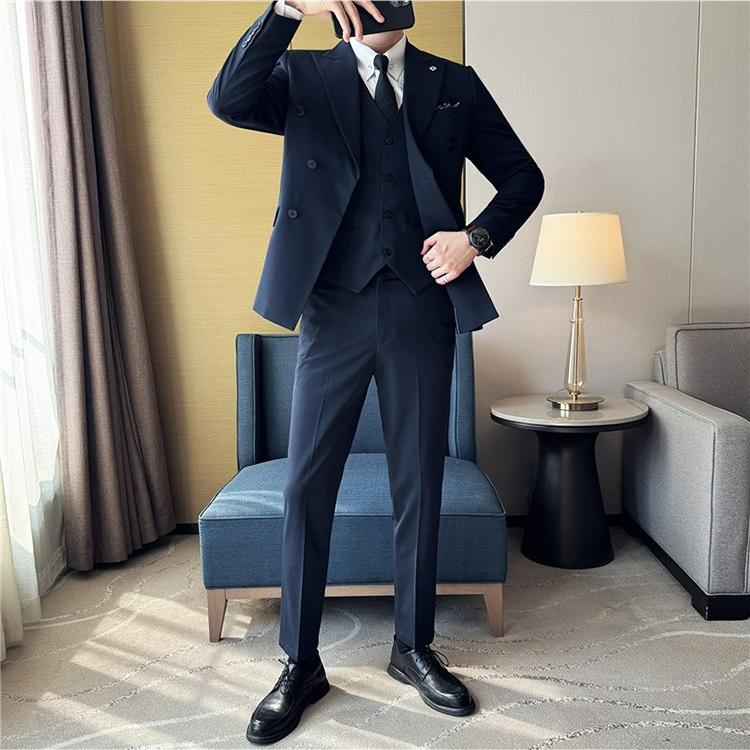 Herren Zweireiher Anzug Anzug Herren Business Anzug Dreiteiliger Anzug