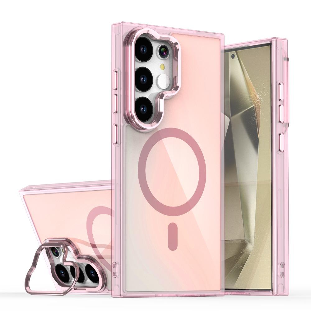 Luxury Magnetic Magsafe Case For Samsung S25 Plus S24 Ultra S23 FE S22 A06 A34 A52 A53 A54 A55 A56 Color Changing Bracket Cover