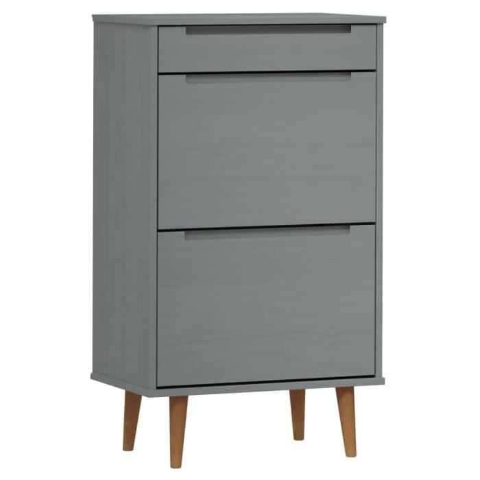 VidaXL Shoe Cabinet MOLDE Grey 59.5x35x103 Cm Pine Wood 350527