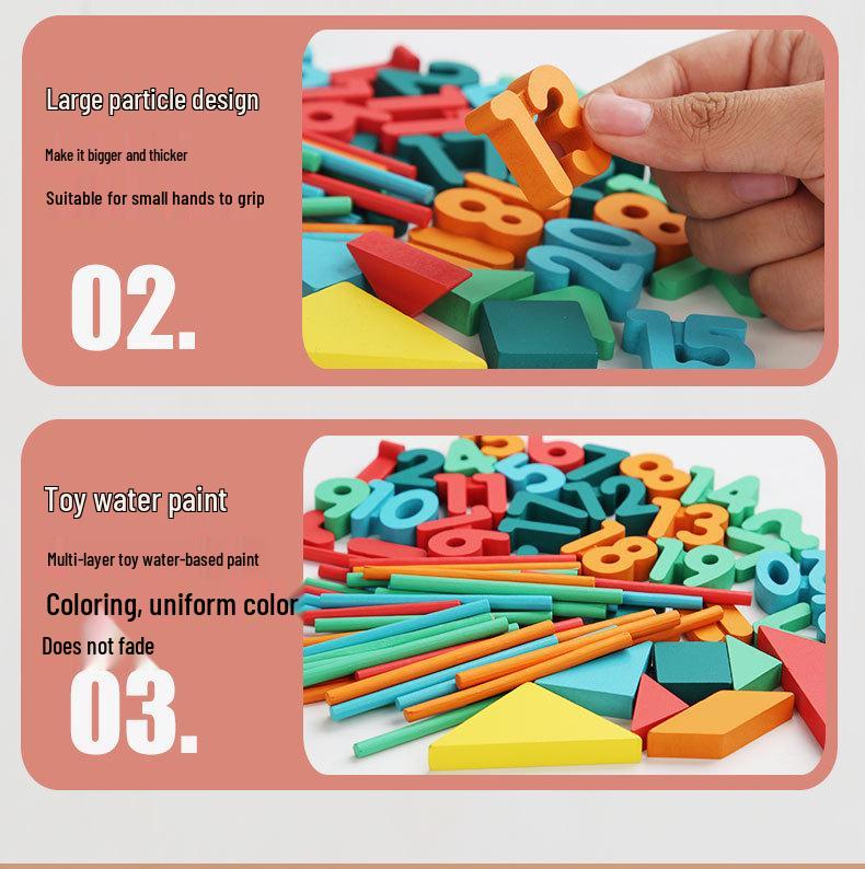 Wooden Arithmetic Counting Sticks - Educational Math Learning Box for Kindergarten and Elementary