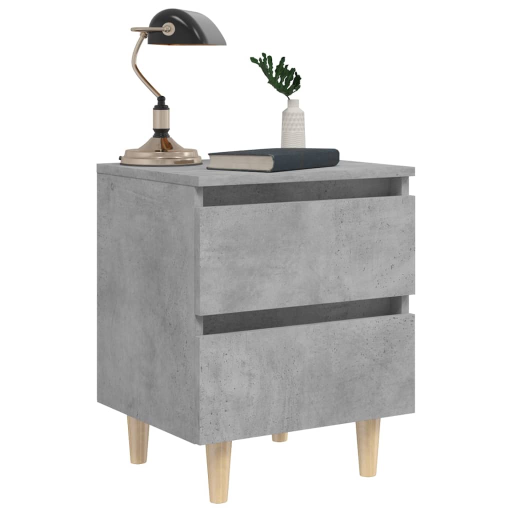 Nightstand with Pine Wood Legs Concrete Grey 40 x 35 x 50 cm