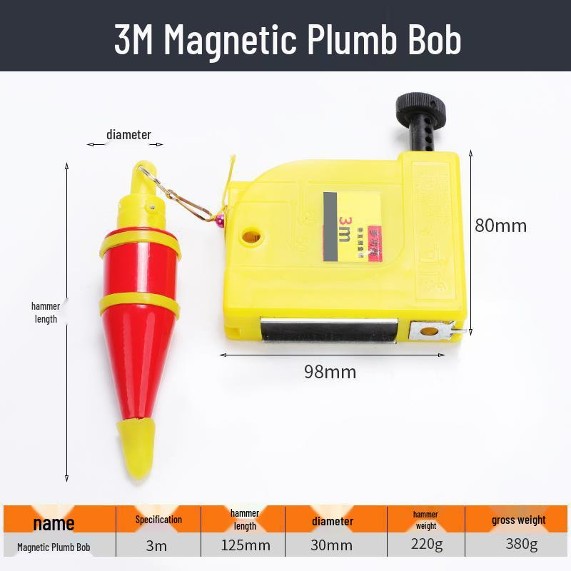 Auto-Retracting Magnetic Plumb Bob with V-Shaped Gyro for Precision Measuring