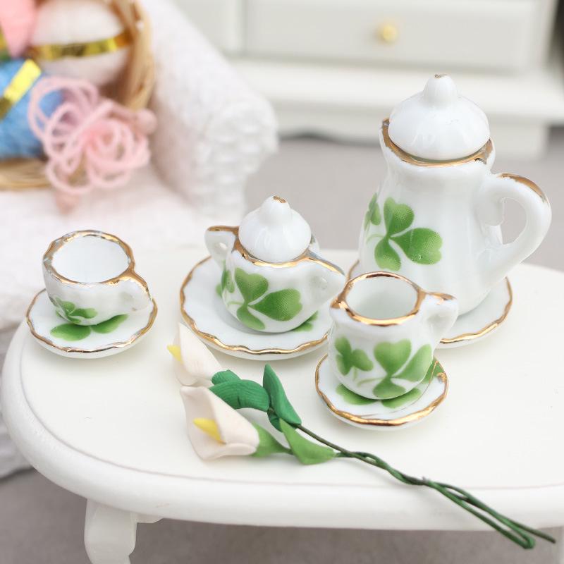 1:12 Dollhouse Miniature Porcelain Tea Set - 15-Piece Toy Model Gift, Multiple Styles Available