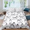 Set Copripiumino con Stampa di Pinguini ad Acquerello Set Biancheria da Letto 3 Pezzi Per Bambini Copripiumino Morbido Coperta Trapunta con 2 Federe