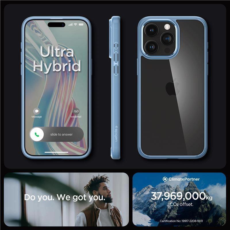 Etui Spigen Crystal Hybrid Na Iphone 15 Pro Max - Przezroczysto-Niebieskie
