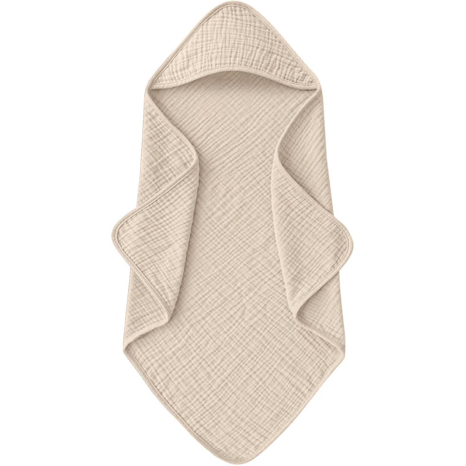 Muslin Babybadjassen met Capuchon, 100% Katoen, Ultrazachte & Absorberende Babybadhanddoeken met Capuchon voor Pasgeborenen & Baby's