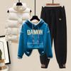 Plush and Thick Hoodie Cotton Vest Casual Sports Pants 3-piece Fashionable Female Student Sports Set Winter Tracksuit Outfits