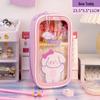 Large Capacity Cute Cartoon Transparent Pencil Case for Students